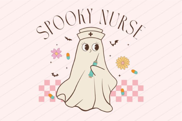 A Retro Ghost Nurse Design for Embroidery